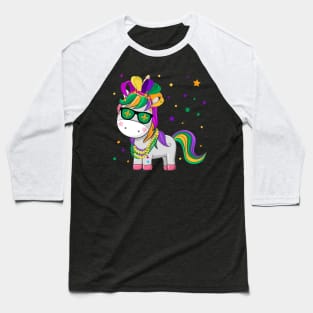 Mardi Gras Unicorn Baseball T-Shirt